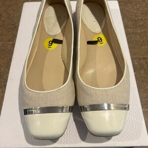 Calvin Klein Cream and Silver Women's Flats